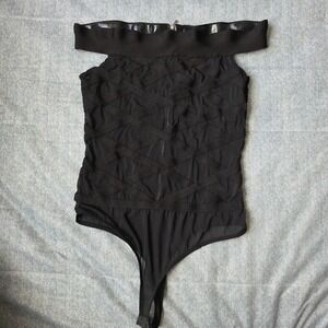 Bebe Off The Shoulder Bondage Style Body‎ Suit  Size Medium